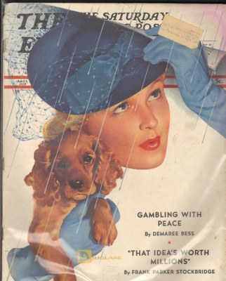 4/8/193 9 Crockwell, Douglas --- Woman in Rain with Cocker