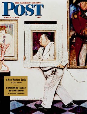 3/2/194 6 Rockwell, Norman --- "Picture Hanger" or "Museum Worker"