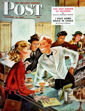 SEP471011.jpg 10/11/1947 7 Alajalov, Constantin — Flirting Soda Jerk - Image 1