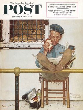 SEP540109.jpg 1/9/195 4 Rockwell, Norman --- "Lion and His Keeper" - Image 1
