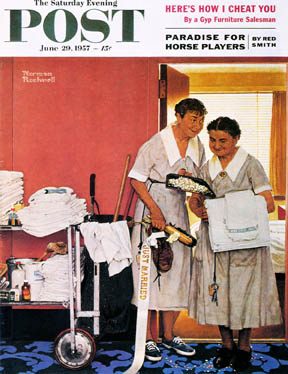 6/29/195 7 Rockwell, Norman --- "Just Married" (hotel maids and confetti)