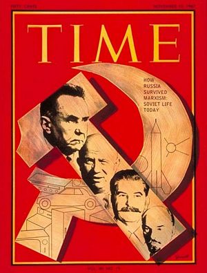 11/10/1967 Kosgin, Khrushchev, Stalin and Lenin