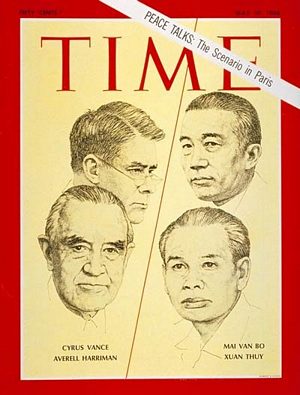 TIME680510.jpg 5/10/1968 Vance, Harriman, Bo and Thuy - Image 1